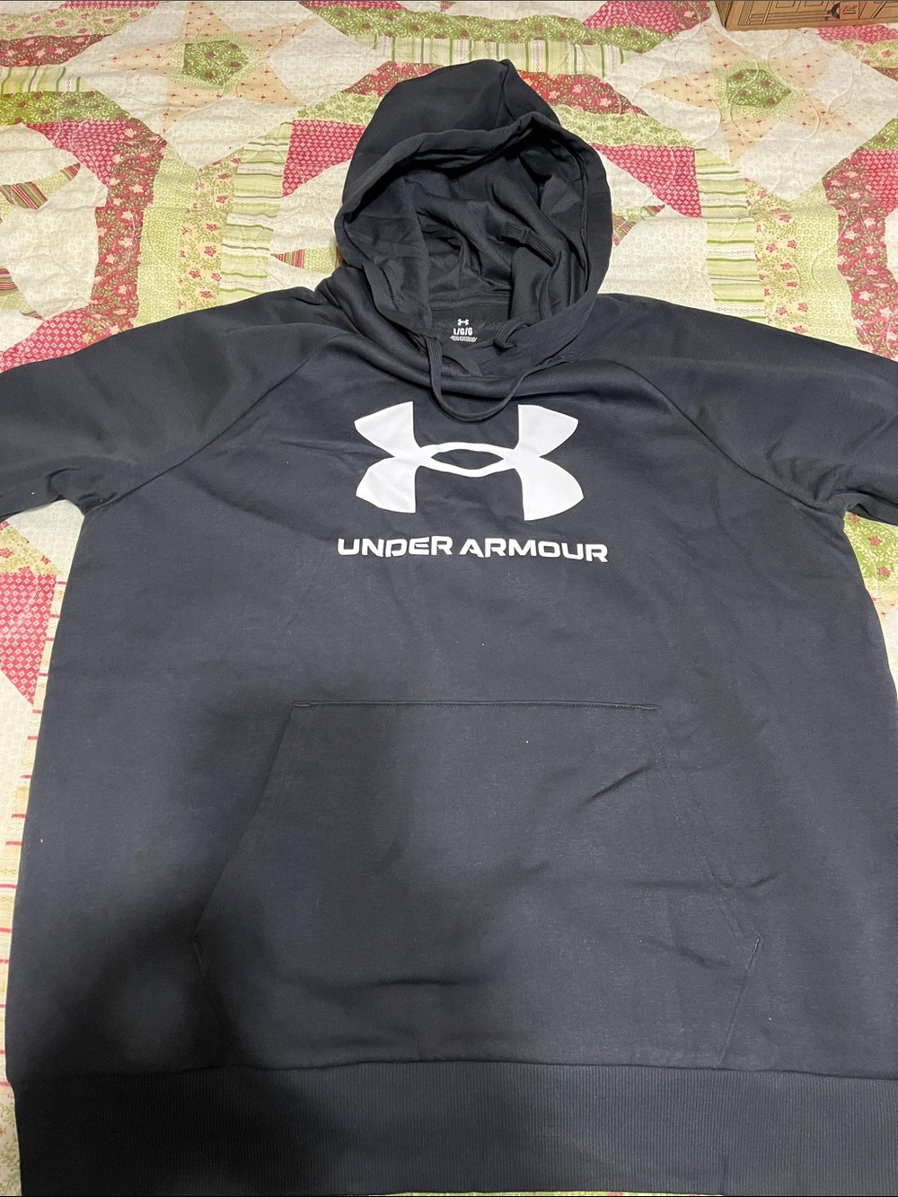 Under Armour Black Pullover Hoodie with White Logo